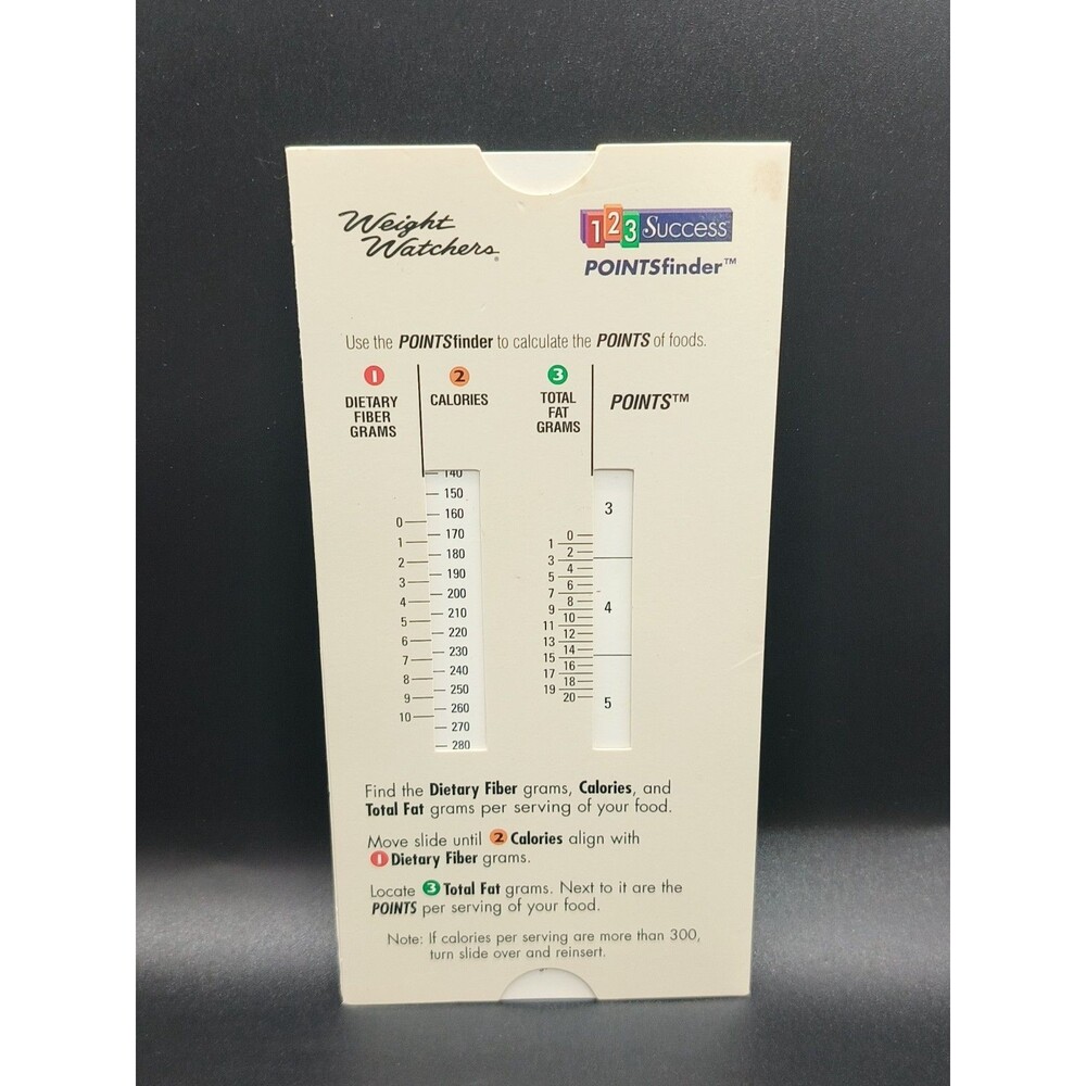 Vintage 1997 Weight Watchers 123 Success POINTSfinder Slide Calculator Points